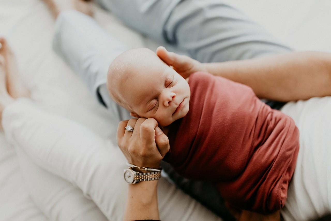 swaddled baby sleeping