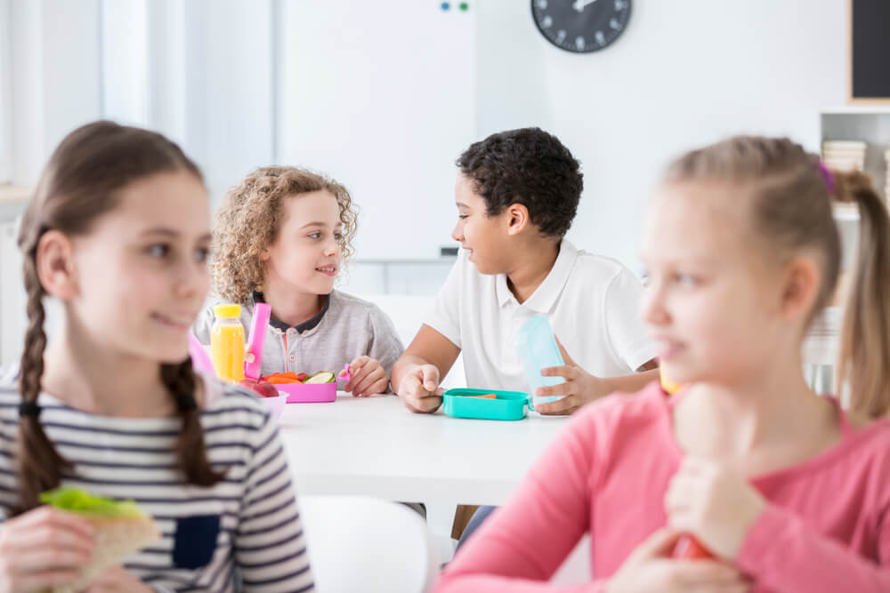 Kids having lunch at school
