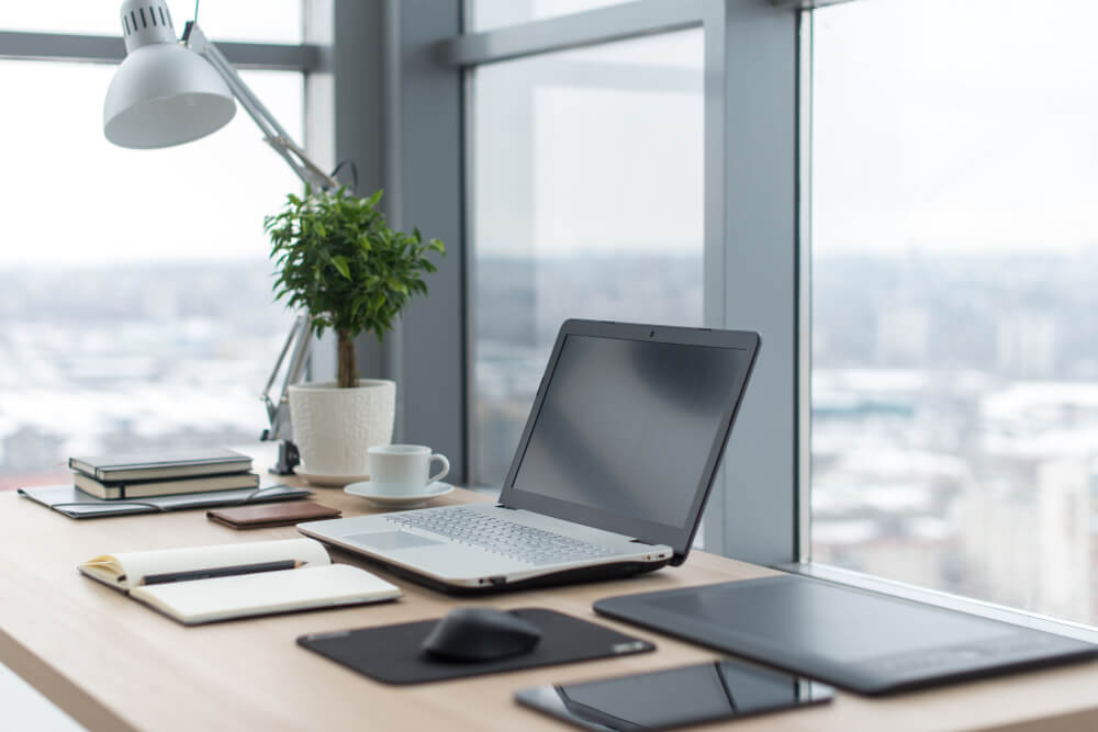 Workplace with notebook laptop