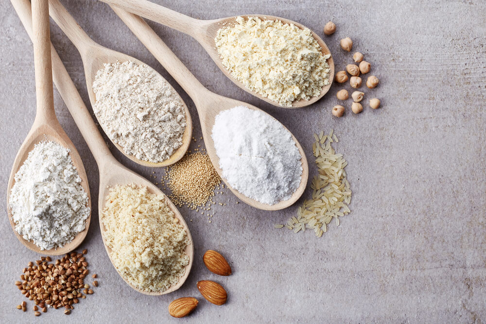 5 wooden spoons with gluten-free flour options