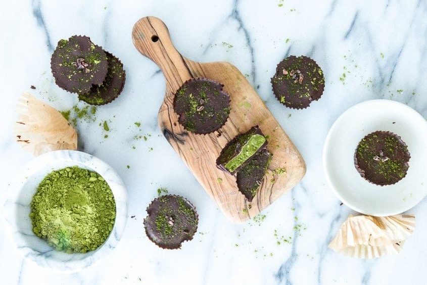 matcha dark chocolate cups