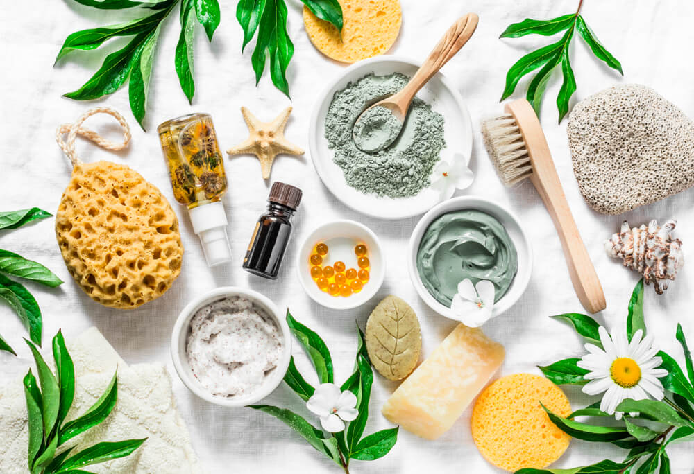 flat lay of skin supplements