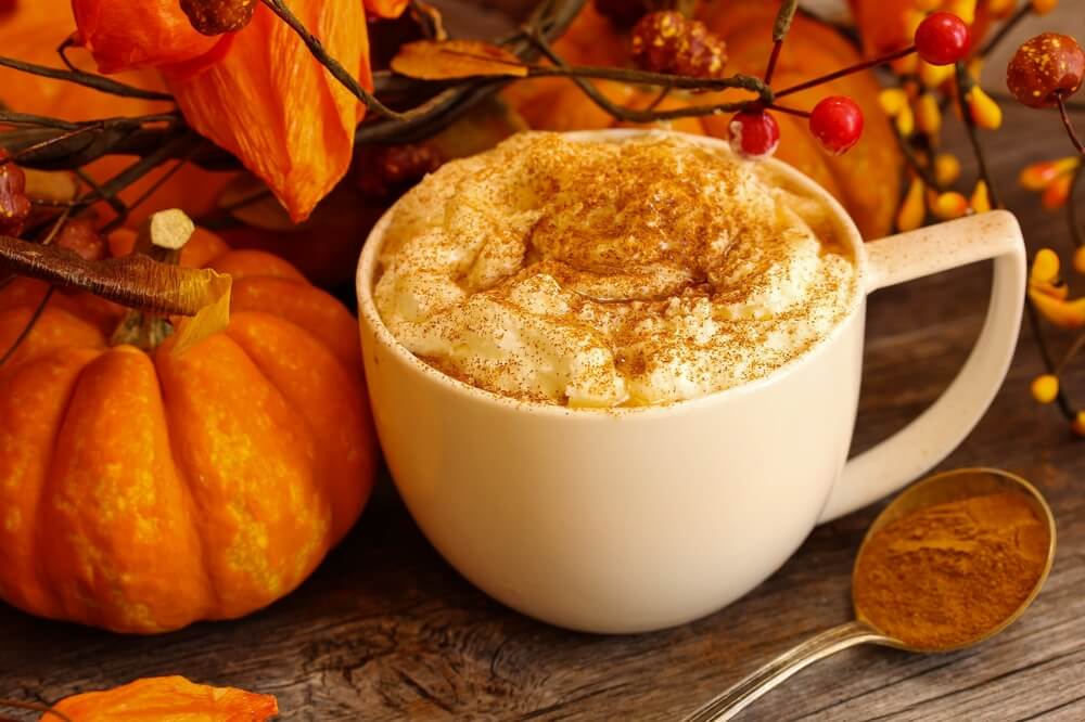 pumpkins and a pumpkin spiced latte