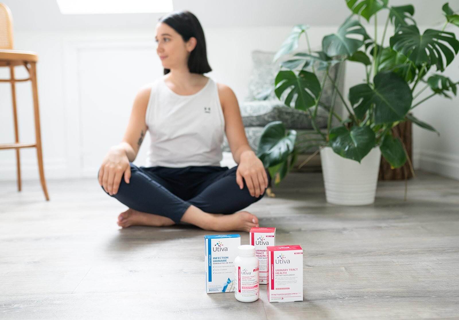 woman meditating sitting on floor