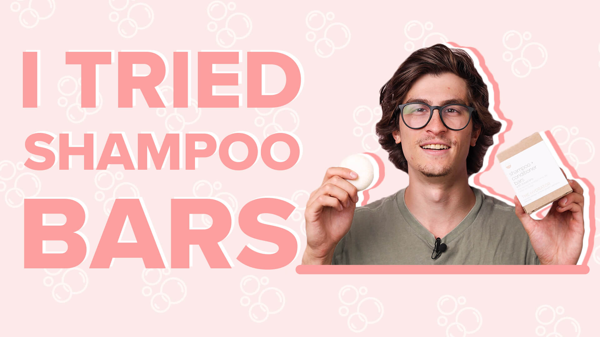 man holding a shampoo bar and box