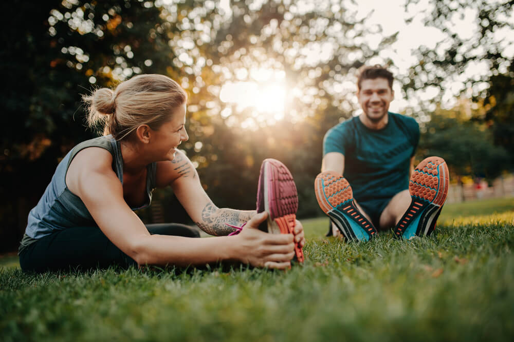fit couple stretching