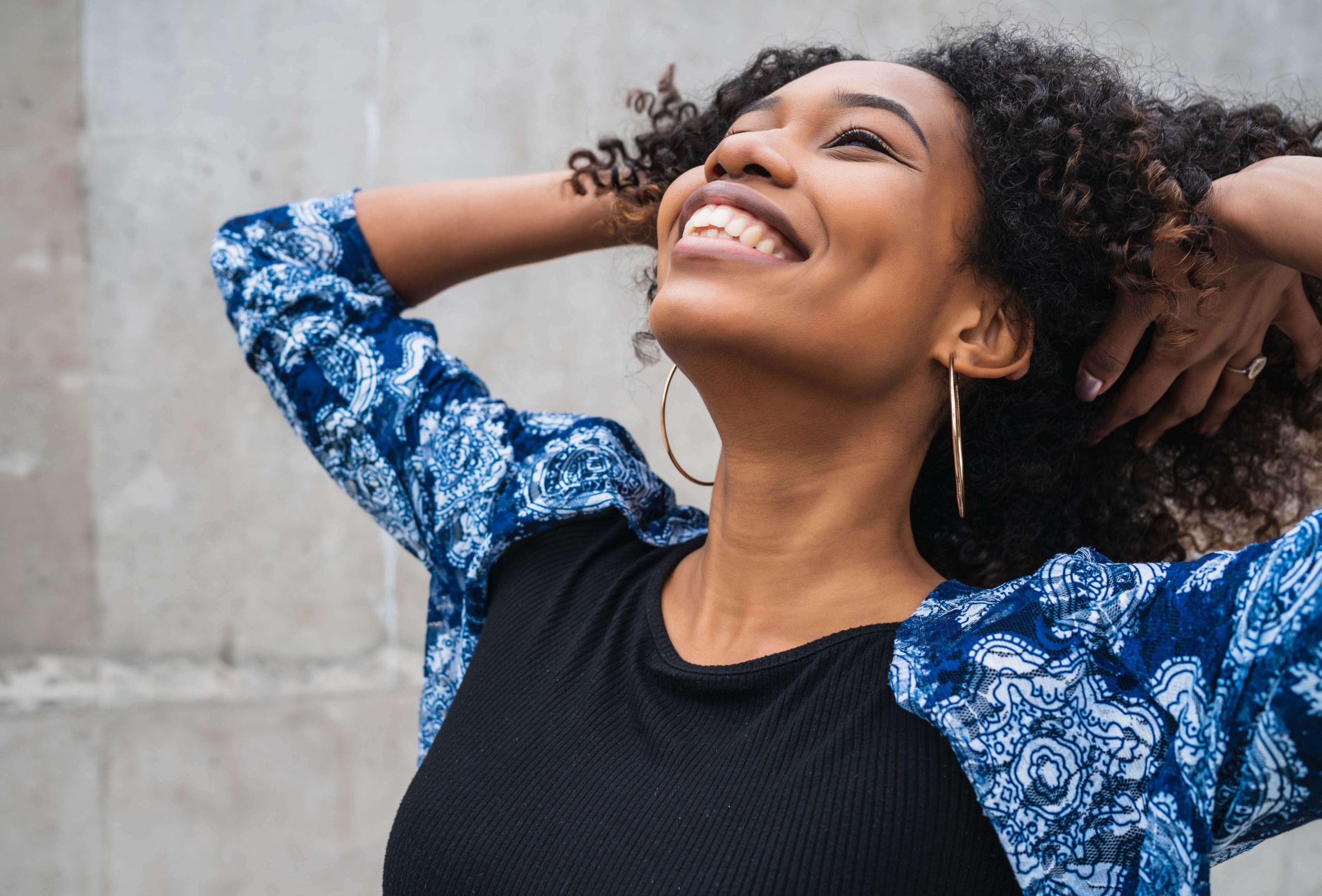 Happy and smiling African American woman