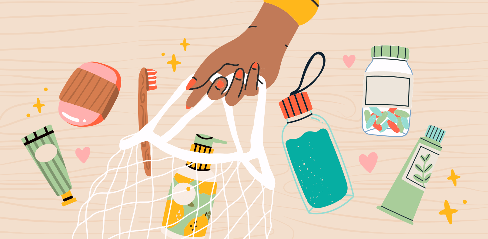 Animated hand reaching for local products