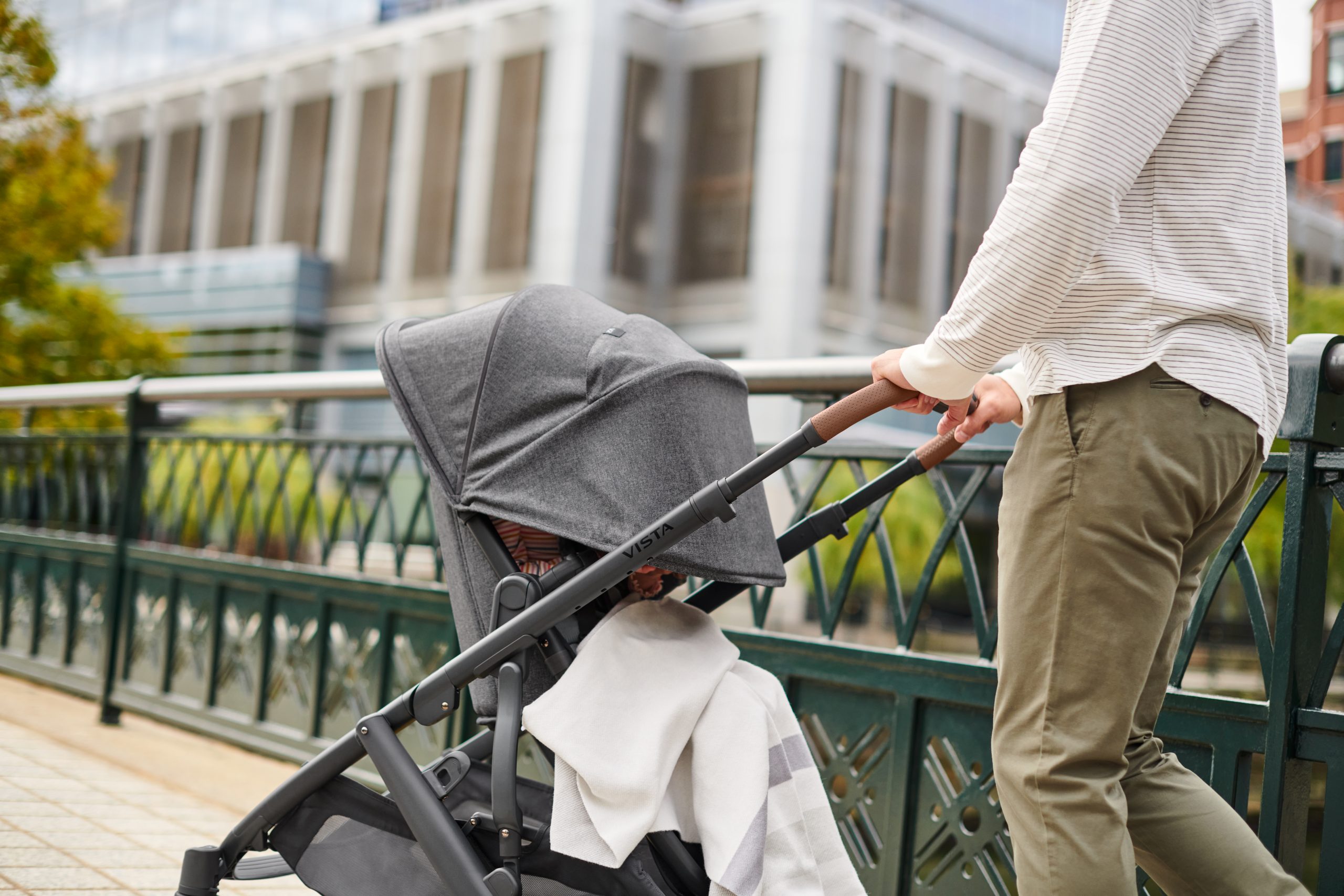 Man pushing a stroller