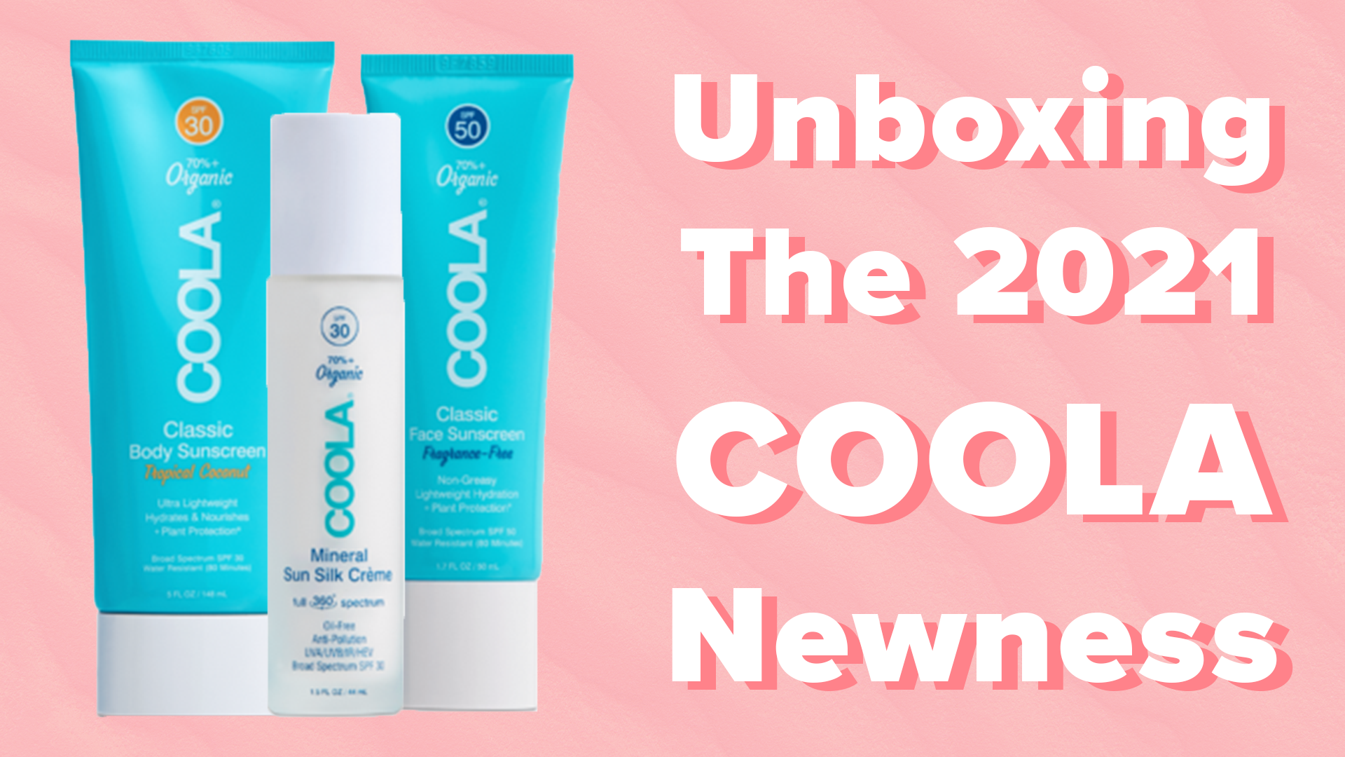 New COOLA Products on pink background